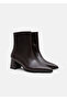 Women's Bitter Brown Patent Leather Pointed Toe Thick Heeled Boots - 5