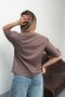 Women's Crew Neck Embroidered Bow 2-Thread T-Shirt Light Brown - 26Y 26601 - 5