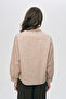 Women's Geometric Embroidered and Tassel Detailed Light Brown Blouse - 5