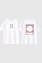 Fire and Blood Design Printed White Oversize T-Shirt