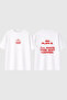No Plan Design Printed White Oversize T-Shirt
