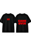 Game over Red Design Printed Black Oversize T-Shirt