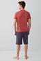 Men's 100% Cotton 3-Piece Pajama Set – Short Sleeve T-Shirt & Patterned Shorts & Pajama Bottoms - 5