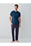 Men's 100% Cotton Pajama Set – Short Sleeve Pocket T-Shirt & Patterned Long Pajama Bottoms - 2