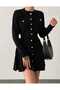 PLEATED SKIRT GOLD BUTTON JACKET KNIT SET