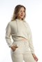 Women's Double Breasted Detailed Hooded Crop Sweat Ecru - 2