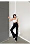 Women's Black Color Spanish Leg High Waist Gathering Stretchy Plain Leggings - 8