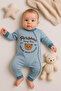 Persona Bear Embroidered 100% Cotton Baby Boy Jumpsuit