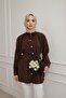 Women's Hijab Shirt with Judge Collar and Drawstring Detail - 4