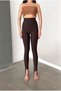Women's Brown Color Shiny Stone Detailed High Waist Gathering Heeled Flat Füzo Tights - 5