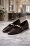 Modern Elegance: Women's Flat Shoes with Metal Detail Buckle (Black, Bitter Brown) - 2