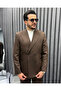 Classic Brown Double-Breasted Suit with Pleat and Buckle Detail - 3