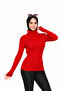 Red Turtleneck Finger Detail Premium Savior Women's Body Sweater - 3