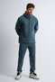 Petrol Blue Men's Zippered Hooded Tracksuit Set with Hidden Pocket Detail - 3
