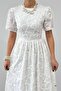 Eyelet Embroidery Embroidered Short Sleeve Midi Evening Graduation Special Occasion Dress 849