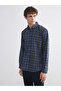 Esvab • Modern & Distinctive Standart Fit Long Sleeve Checkered Embroidered Men's Shirt