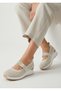 Rubber Band Stoned Knitwear Textile Beige Color Marry Jane Stylish Sports Ballerinas - 3