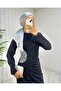 Eye-Catching Modern Stylish Long Hijab Evening Dress with Draped Front and Stones - 3