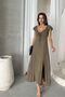 Slit Butterfly Sleeve Plain Viscose Dress