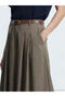 Giyçık Store Den Kahverengi Beli Belt Li Striped Pleated Detailed A-Line Skirt - 3