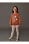 Two Mt Shop Quality Lcw Kids Brown 3 Thread Printed Standard & Regular Girls' Sweatshirt