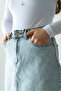 Ön Yırtmaçlı Denim Etek - 4