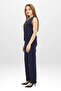 Women's Navy Blue Pinstripe Patterned Buttoned Vest and Wide-Leg Trousers Two-Piece Set - 2