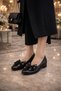 🔥   Modern Elegance: Women's Ballerina Shoes with Metal Detail and Bow (Black, Brown, Cream)
