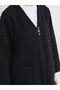 Lcw Grace Black V-Neck Self-Patterned Women's Cardigan with Nevavm Difference - S6Kl95Z8-Cvl - 3