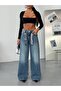 TREND SPECIAL DESIGN ACCESSORY BELTED WIDE LEG DENIM COMFORT FIT JEAN TROUSERS 40226 - 3