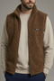 Men's Vest with Sherpa Plush Lining, Full Zipper Pockets, Lamb Outdoor Vest