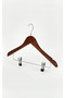 Walnut Wooden Clothes Hanger with Clips at the Bottom for Shirts, Pants, Skirts, Clothes Hanger, 10 Pieces - 3