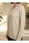 V-Neck Nopenli Seasonal Young Mother Blouse / Cream