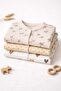 3-Piece Combed Cotton Baby Romper Set – Beige Tones with Floral, Heart and Nature Patterns |   Reported as 100% Cotton, Unisex. - 5