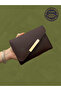 Cross-Covered Bitter Brown Leather Women's Wallet with Gold Detail