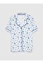 Ecru Shirt Collar Patterned Women's Pajama Set (S6) - 6