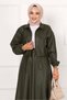Leather Suit with Skirt Khaki - 3