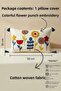 Colorful Flower Garden Patterned Punch Embroidered Rectangular Cushion Cover 35X55 cm - Tasseled Cushion Cover - 8