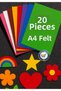 20 Pieces of Felt Mixed Colors (2 Packs of 10) - A4 Size 20X30 Cm.