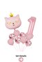 1 Year Old Retro Pink Cat Confetti Themed Balloon Set Decoration