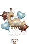 Retro Brown Dinosaur Blue Heart Star Foil Balloon Set Birthday Party Decoration