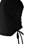 Siyah Büzgülü Bağlama Detaylı Micro Kumaş Örme Spor T-Shirt THMSS26TS00003 - 7
