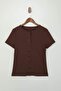 Brown Button Detailed Fitted Corded Fabric Knitted Plus Size Blouse Tbbss25Af00060 - 3