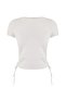 Ekru Büzgülü Bağlama Detaylı Micro Kumaş Örme Spor T-Shirt THMSS26TS00003 - 6
