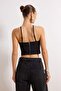 Siyah Crop Püskül Detaylı Dokuma Bluz TPRAW24BZ00082 - 11