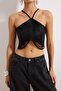 Siyah Crop Püskül Detaylı Dokuma Bluz TPRAW24BZ00082 - 10