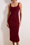 Bordo Vücuda Oturan Midi Örme Elbise TPRAW26EL00161 - 3