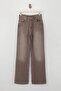 Açık Kahverengi DÖKÜMLÜ Vintage Yıkama Yüksek Bel %100 Pamuk Wide Leg Jeans TWOSS26JE00172 - 5