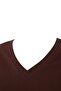 Kahverengi Regular Fit V Yaka Büyük Beden T-shirt TBBSS25BF00062 - 4