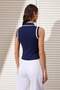 Lacivert Polo Yaka Renk Bloklu Bluz TWOSS24BZ00244 - 4